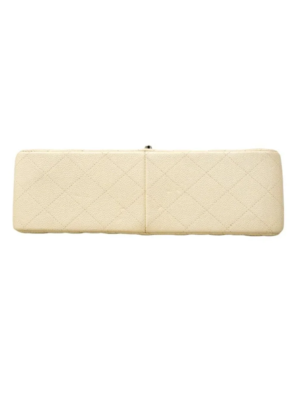 Chanel Shoulder Bag Maxi Quilted Caviar Leather Ivory Silver